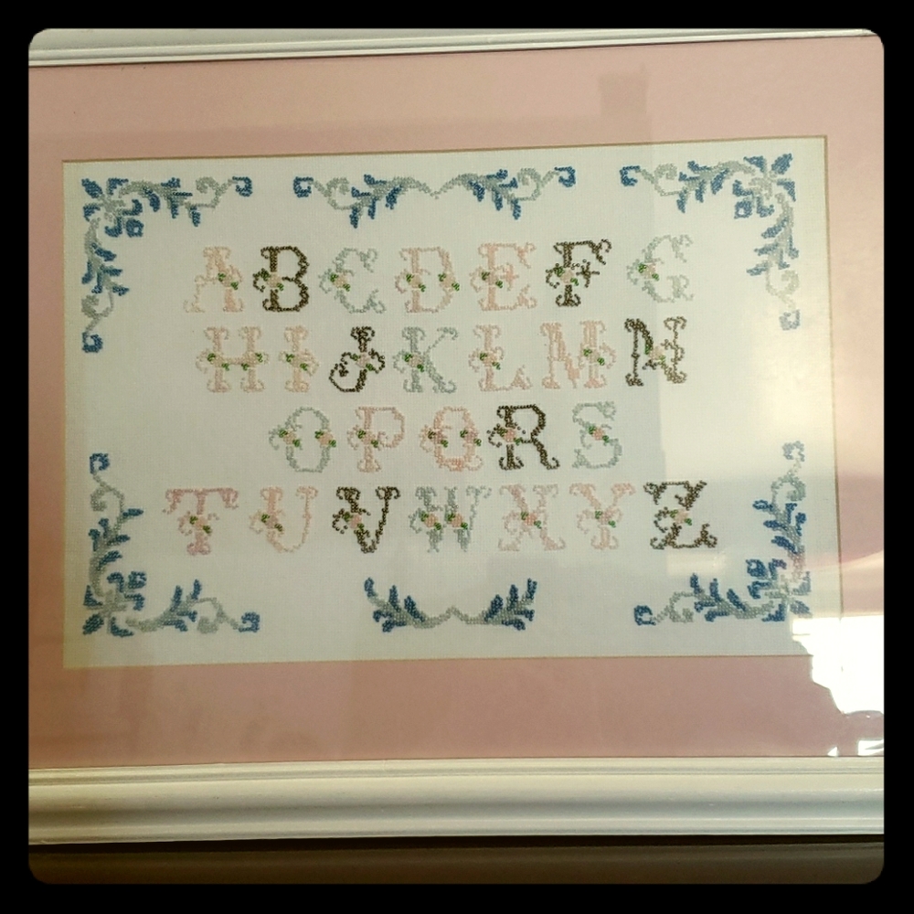 Beautiful hand made cross  stitch with beads